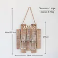 Rustikale Wanddeko mit 'SUMMER' Holzschriftzug und zwei Glasvasen für Hydroponik - Wandmontierte Vase (Doppelflaschen) Groß