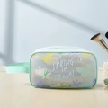 Mint green butterfly floral cosmetic bag with Spring in Travel print and handle - Green Butterfly (Small)