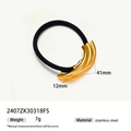 Sleek gold-plated stainless steel ponytail cuff with black elastic hair tie for women - Curved Metal Strip Style / Gold