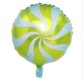 18-inch lollipop foil balloon with green and light blue spiral pattern for parties - Green Windmill