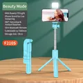 Light blue multi-functional selfie stick tripod with built-in fill light and Bluetooth remote - Cyan 70cm Version With Fill Light (F210S)
