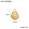 Macro shot of 1.0cm gold scallop shell pendant detail with dimensions and weight - Gold Shell (AP41555D0W0)