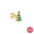 Christmas tree cartilage stud in gold S925 sterling silver with colorful enamel finish - Christmas Tree