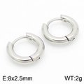 Silver 304 stainless steel round hoop earrings in 8x2.5mm size for men and women - 8*2.5mm Ke113185-zz Steel Color / A Pair Of [inner Diameters]