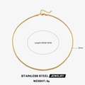 Golden 2mm stainless steel sparkling chain necklace in 45cm plus 5cm length - Width 2.4mm-Length 45+5cm / Gold