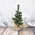 Mini grüner künstlicher Weihnachtsbaum mit Jute-Basis für festliche Tischdekoration - 20cm