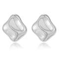 Orecchini geometrici irregolari in argento con finitura lucida a specchio da donna - Cubo Fluido / 1142 Argento