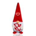 Detail of Valentine gnome decoration with red sequin heart hat and Cupid arrow - Heart Bow and Arrow Style