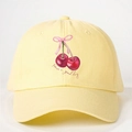 Berretto da baseball giallo chiaro con stampa di ciliegie e fiocco e scritta Have a Good Day - Taglia unica / Giallo Oca