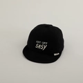 Detailed embroidery on a black cotton baby cap with a soft brim and white lettering - 50cm 1-2 Years / Black