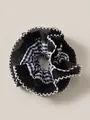 Handmade oversized scrunchie featuring black and white gingham with pleated lace trim - Gingham with Black Edge
