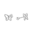 Minimalistische S925 Sterling Silber Schmetterling Ohrstecker mit Schraubverschluss - 925er Silber / Silber