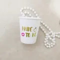 White Bride to Be beaded shot glass necklace with golden lettering for bridal parties - Bride Cup (White)