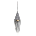 Colgante de gnomo de Navidad de punto gris con nariz de madera y barba larga de adorno - Barba Recta / Gris