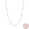 Elegante Halskette aus S925 Sterlingsilber mit echten weißen Süßwasserperlen - 925er Silber / Platiniert