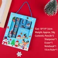 Christmas 6-piece stationery set for kids in light blue box with holiday props - Portable 6-Piece Set / Blue