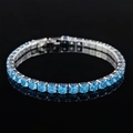Classic silver tennis bracelet featuring vibrant blue round-cut cubic zirconia stones - 4mm-17cm / Sky Blue Zirconia