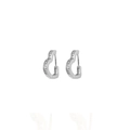 Close-up of heart-shaped silver hoop earrings with small cubic zirconia stones - Small (15MM) / Silver