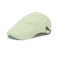 Detail of light green twill newsboy cap with adjustable metal buckle and stitching - One Size / Fluorescent Green