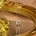 Rose gold stainless steel ring pendant necklace with crystals on vintage mirror - Rose Gold Zirconia Ring Pendant