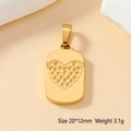 Vue macro d'un pendentif coeur en acier doré avec texture pointillée et taille de 20x12mm - 60-Cœur Pointillé Rectangulaire