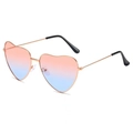 Detail of rose gold heart-shaped metal frame with pink-blue gradient resin lenses - Pink Blue Gradient