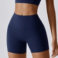Dunkelblaue Yoga-Shorts für Damen mit hoher Taille aus nahtlosem Kompressionsstoff - M / Marineblau