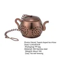 Rose gold teapot shaped 304 stainless steel tea infuser with mesh and chain - Titanium Rose Gold