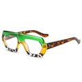 Retro-Sonnenbrille im Oversize-Stil mit grünem Bernstein- und Zebramuster-Rahmen in Seitenansicht - Grüntee Rahmen