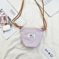 Lavender canvas crossbody phone bag with colorful braided strap and yellow zipper - Light Purple