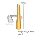 Two-tone stainless steel asymmetric ring in gold and silver finish, size 7, 3.5cm height - US 7 / Gold and Silver