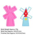 Pink windmill silicone mold for fondant and chocolate with product weight and size details - 2# Windmill / Pink