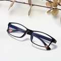 Fashionable black square frame reading glasses with orange anti-slip tips for seniors - 1.00x / Black