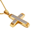 Collana da uomo hip hop con pendente a croce placcato oro 18K e cristalli lucidi - Stile Croce Iced Out Oro (KP78125-BD)