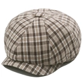 Classic brown plaid cotton octagonal beret cap with vintage checked pattern design - L(58-60cm) / Khaki Plaid