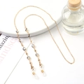 Golden Evil Eye glasses chain with blue enamel charms and silicone anti-slip loops - 1176-3 (Black/Beige/Grey Eye)