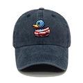 Gorra de béisbol vintage de mezclilla lavada azul con bordado de pato de EE. UU. - M(56-58cm) / Azul marino