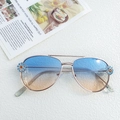 Kids pilot sunglasses with rose gold frame and blue daisy floral detail on temple - Blue Flower