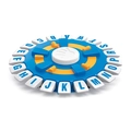 Blauw en geel alfabet spellingspel met centrale knop en interactieve toetsenbord - 1e Generatie Engelse Versie Lichtblauw