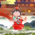 Cute Tang dynasty style figurine in green and red dress playing Ruan instrument - 36C Pipa Medium / Ancient Style Ornament Series