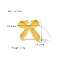 Detail of 18K gold bow ring with ribbed texture and dimensions of 26.2mm by 29.2mm - Textured Bow-Gold