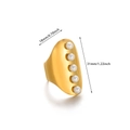 Golden wide ring with five white pearls and 31mm length dimensions for women - Wide Oval Pearl (JZ7202)
