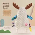 Doudou peluche cerf pour bébé avec tissu à picots 3D et anneau de dentition étoile - Style Cerf (Kevin)