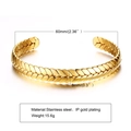 Detail van de 8mm gouden geweven armband met tarwepatroon en binnendiameter van 60mm - Gouden Tarwe Aar Mesh Manchet Armband(B-124)