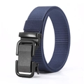 Men's navy blue nylon tactical belt with a black automatic buckle for outdoor leisure - Blue
