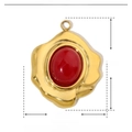 Detail view of drop-shaped natural stone pendant showing 24x19mm size measurements - YE149-Red Irregular Oval