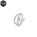 Anneau double rangée en titane F136 avec zircons, épaisseur 1,0mm pour piercing - 6mm / Argent Double Couche Strass