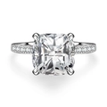 Klassieke S925 sterling zilveren ring met kussengeslepen moissaniet en vier-klauwszetting - US 5 / Kussen Slijpvorm (3.5 Karaat)