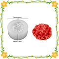 White silicone carnation flower candle mold with red wax finished product and dimensions - Carnation