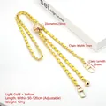 Adjustable light gold metal chain strap with yellow woven cord and golden ball slider - Yellow Leather Light Gold Chain + Grid Gold Ball